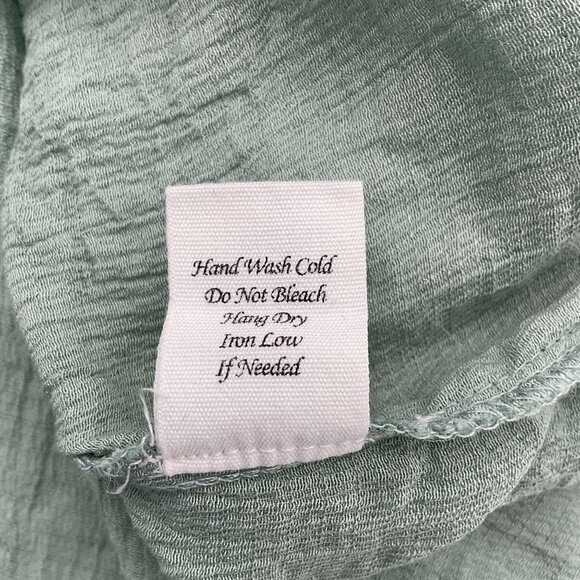 Blu Pepper Sleeveless Square Neck Gauzy Lt Green Cross Stitch Accent Top LG - Picture 9 of 9